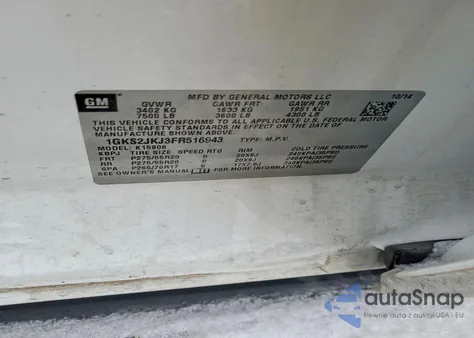 2015 GMC Yukon Xl Denali z USA, uszkodzony, nr VIN 1GKS2JKJ3FR516943